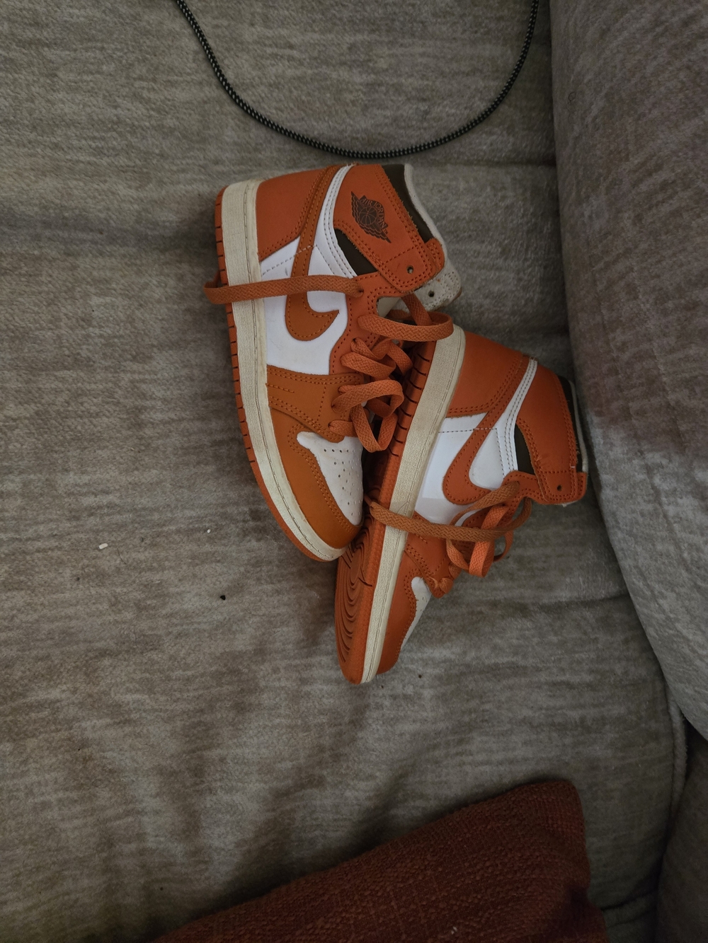 Orange and White Kids High-Top Sneakers